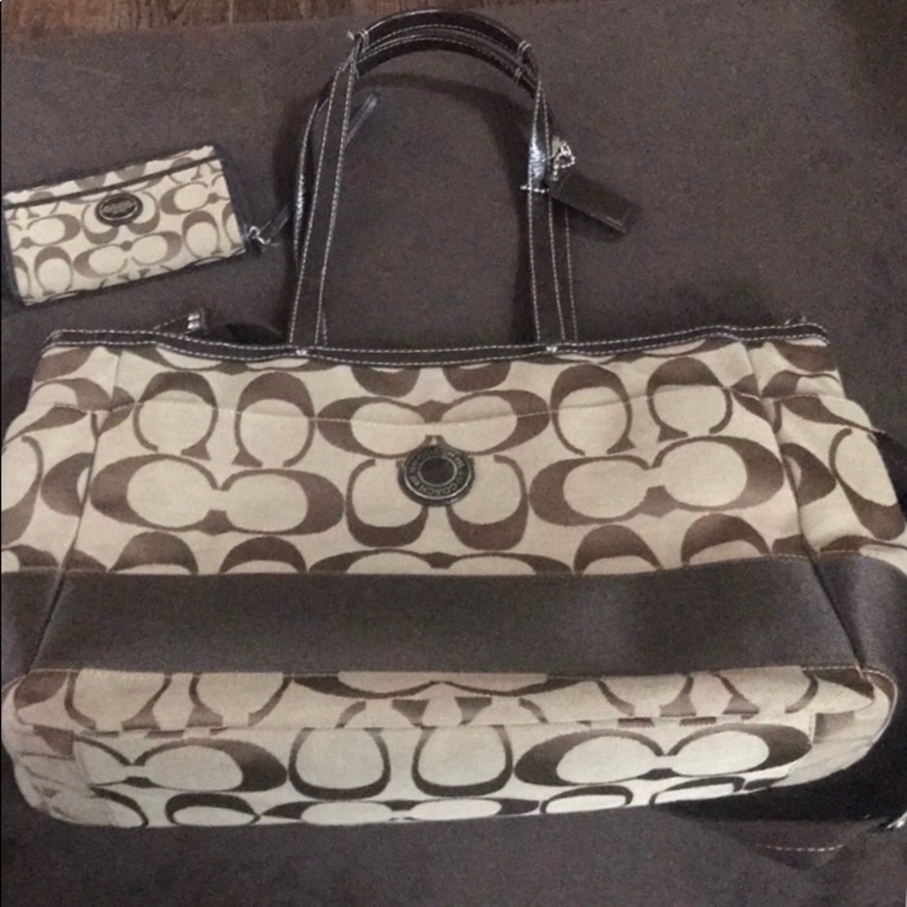Coach diaper bag/ travel bag & matching wristlet